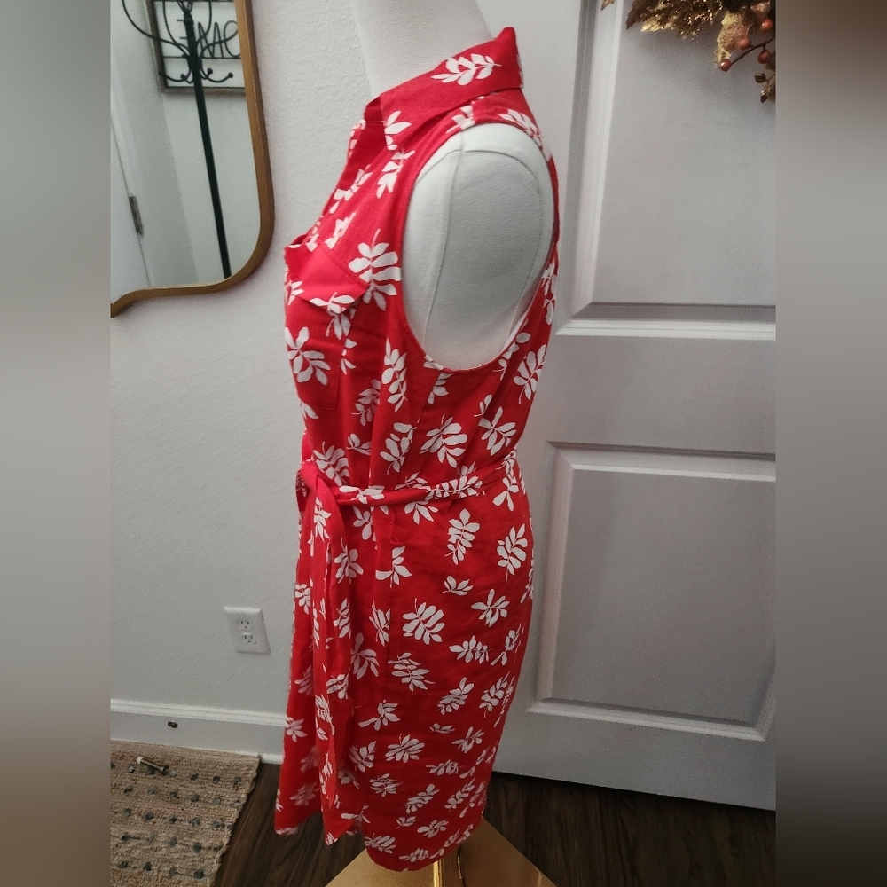 NWT Ann Taylor Red Floral Sleeveless Dress - Picture 2 of 4